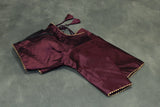 Readymade Padded Puple Raw Silk Blouse - Elbow Sleeve with Back Knot Blouse JCS Fashions