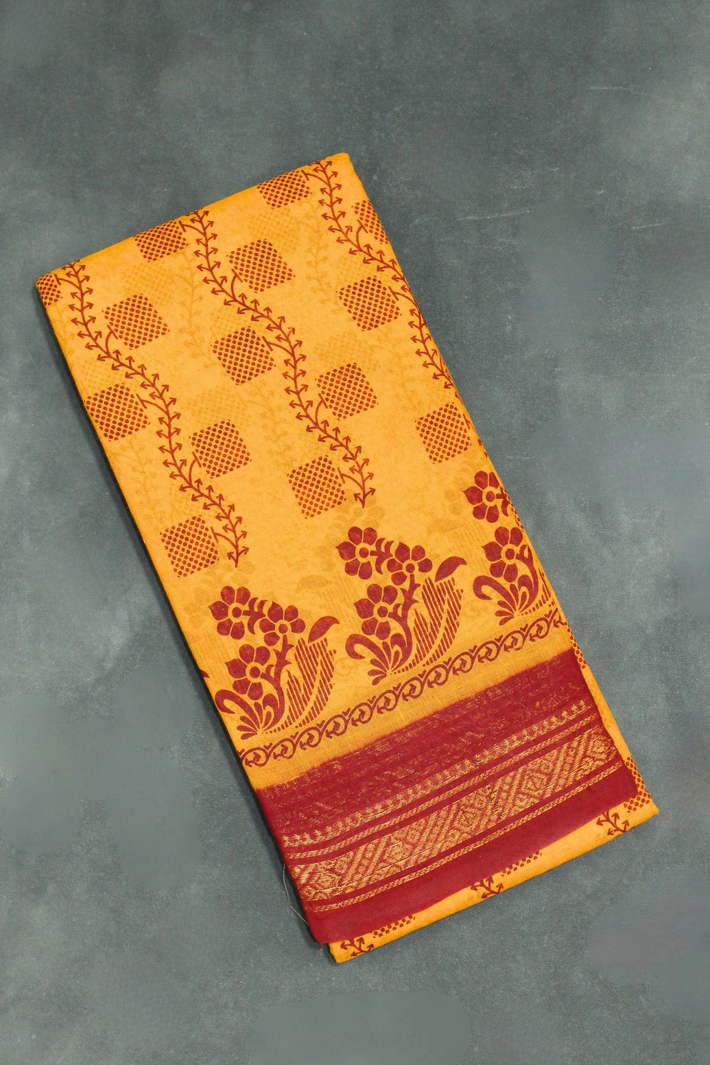 Floral Poly Cotton Saree for Daily and Festive Wear - Soft and Lightweight, 5.5 Meters Saree JCS Fashions
