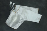 Readymade Padded White Raw Silk Blouse - Elbow Sleeve with Back Knot Blouse JCS Fashions