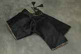 Readymade Black Raw Silk Padded Blouse - Elbow Sleeve, Back Knot Blouse JCS Fashions