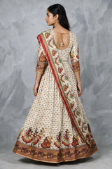 Maroon Designer Navratri Chaniya Choli with Red Folk Border & Flared Lehenga Skirt for Festive Party Wear