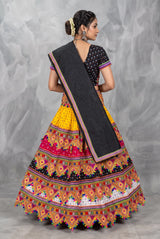 Designer Navratri Chaniya Choli Set with Heavy Kutchi Mirror Work & Bandhani Lehenga - Multi Color