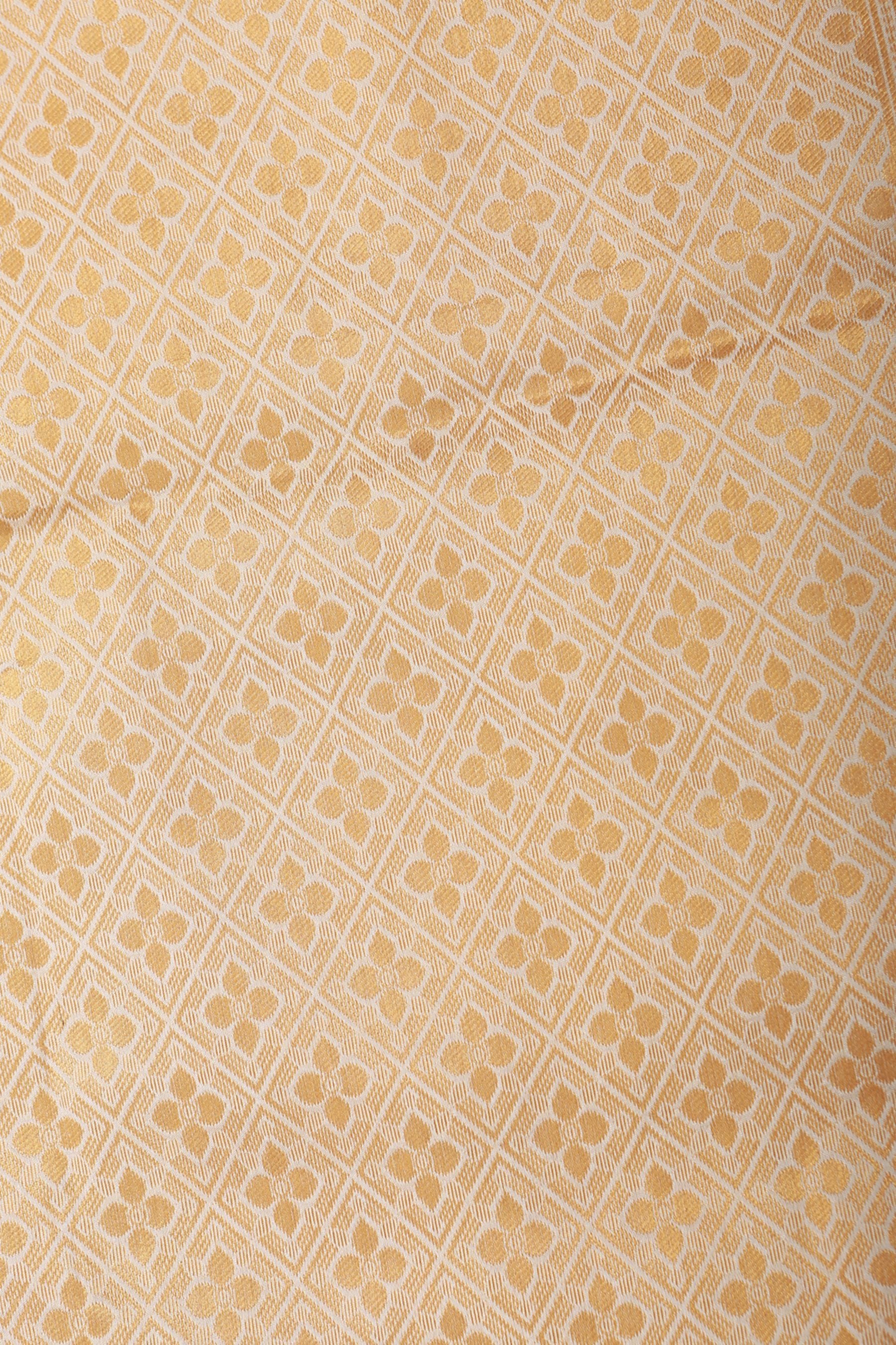 Golden Zari And Pochampally Ikkat Border Semi Silk Saree With Blouse SAREE JCS Fashions