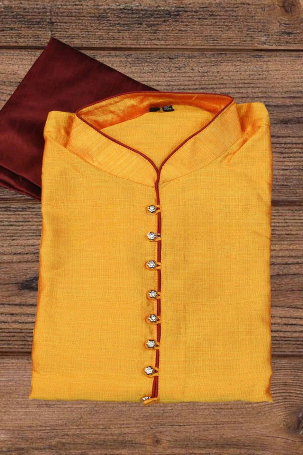 Men's Elegant Yellow Silk Kurta Pyjama Set - Perfect Dressing Gift