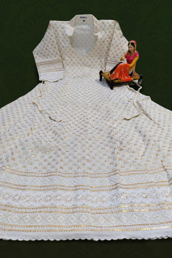 Beautiful Chikankari Anarkali Kurti in Pure Cotton