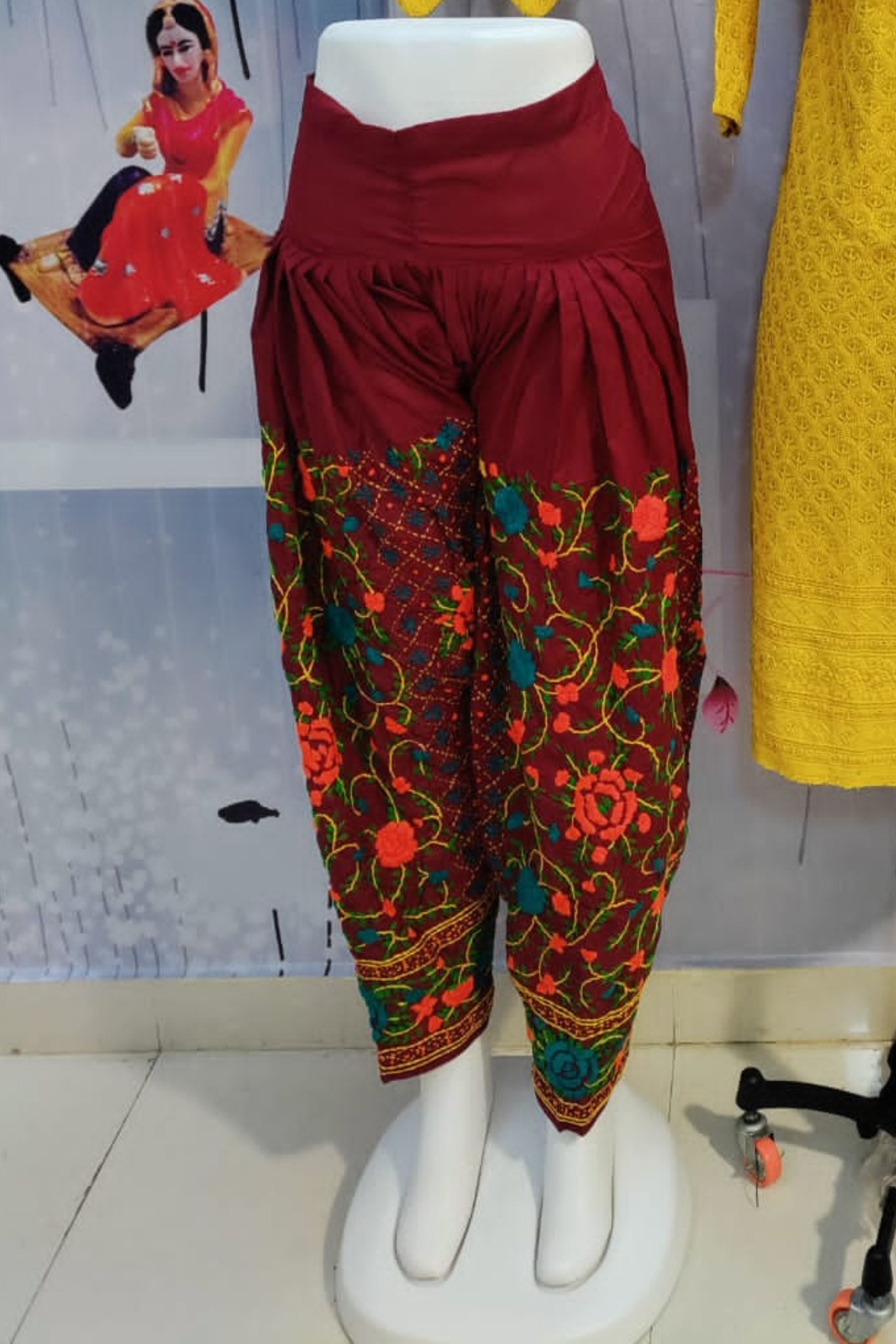 Patiala Salwar Set: Handcrafted Beauty with Cotton & Chikan Embroidery Salwar JCS Fashions