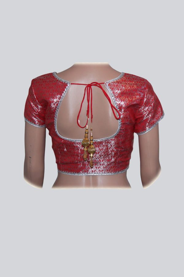Beautiful Banarasi Brocade Blouse in Red | JCS Fashions