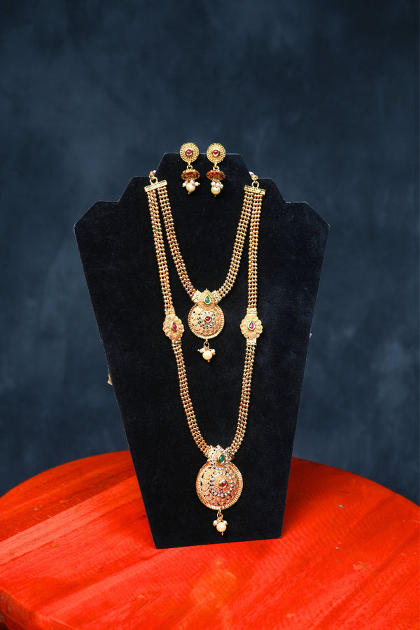 Micro Gold Elegance: Neck Set with Matching Earrings - JCSFashions