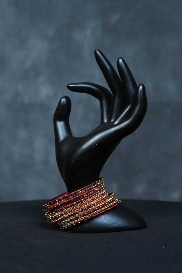 Golden Elegance: Silk Thread Bangles Set with Intricate Bead Work