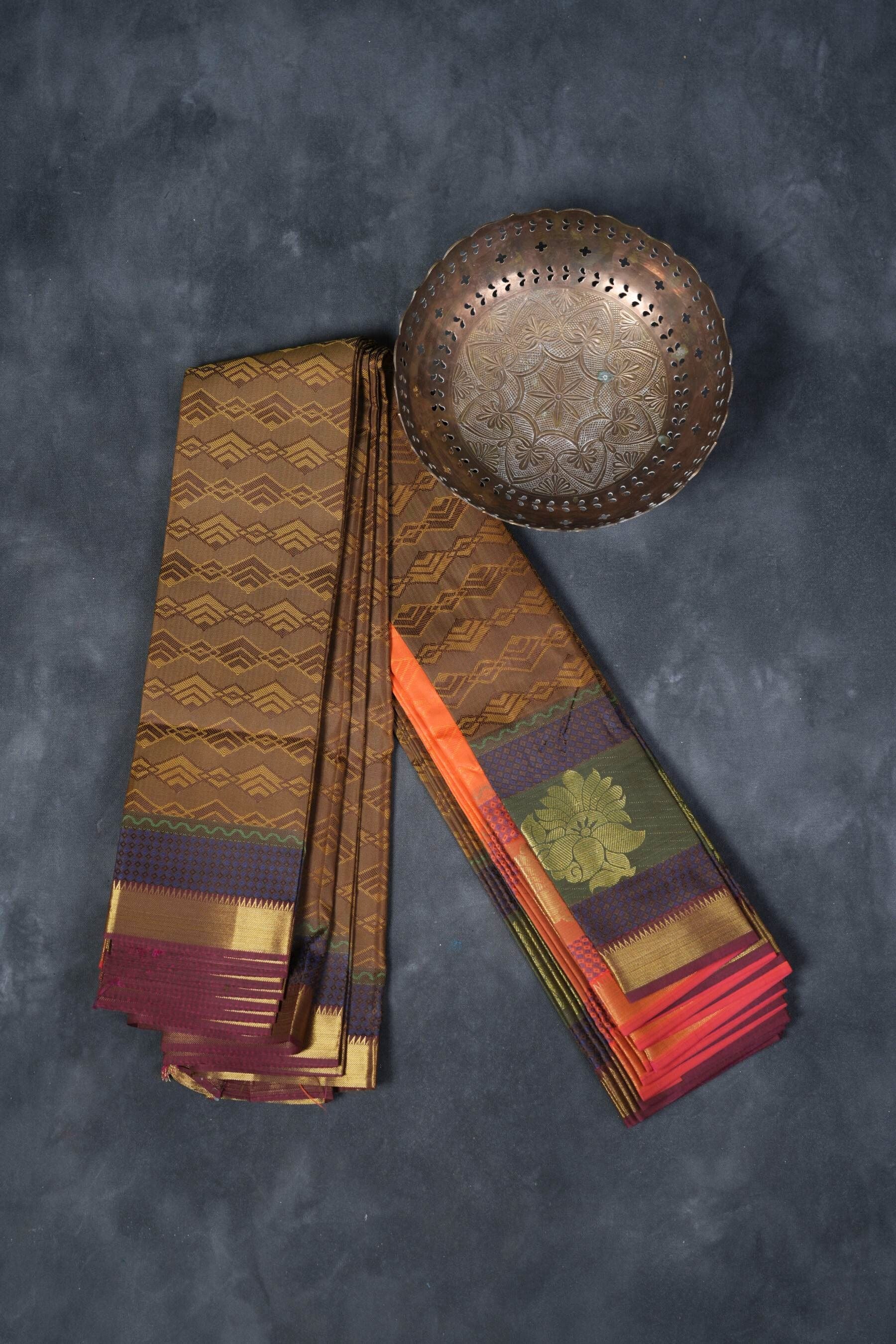 Luxurious Traditional Art Silk Saree with Matching Blouse by JCSFashion Saree JCS Fashions Brown 5.5 meters