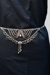 Luxe Gold-Tone Multi-Layered Stone Hip Chain - Durable Accessory