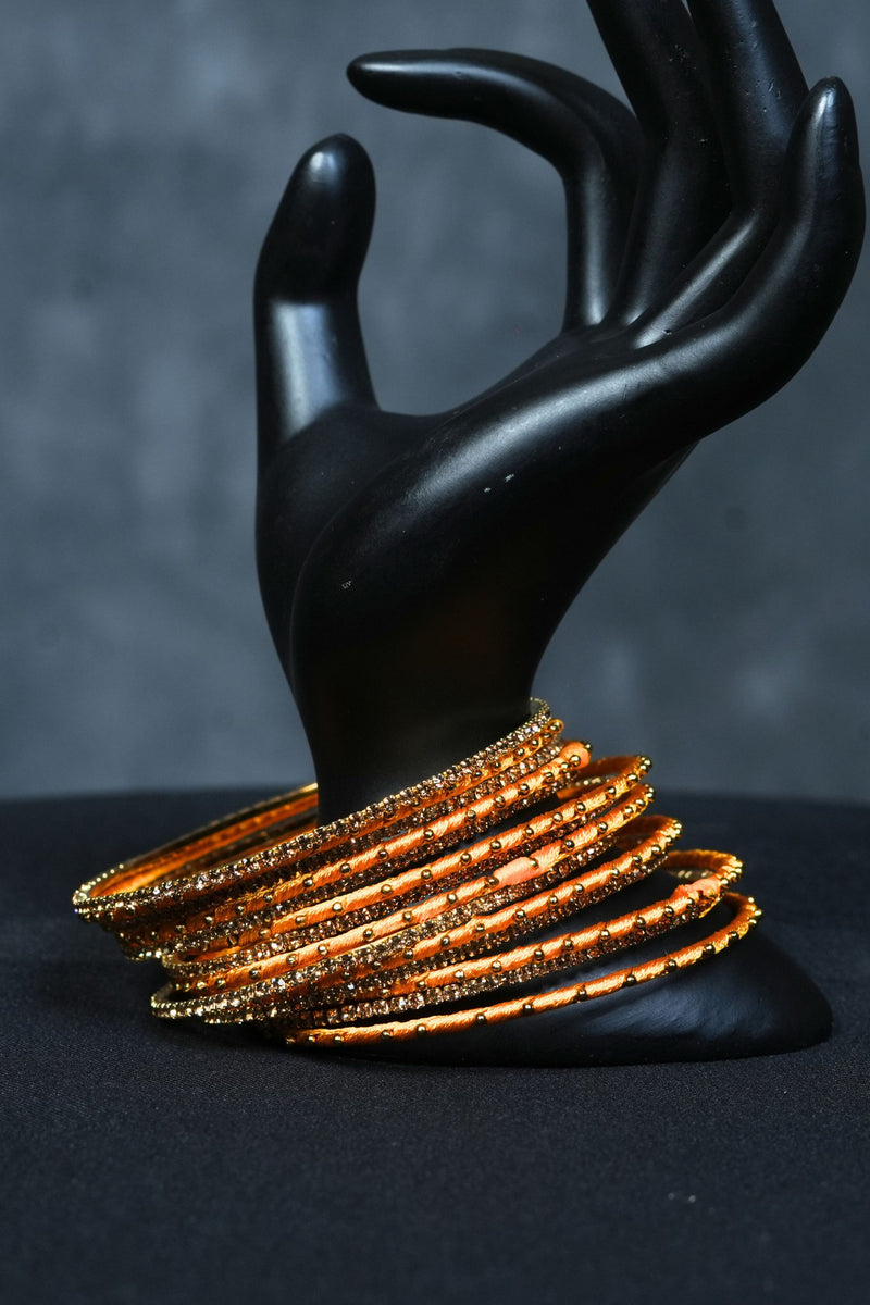 Silk Thread Bangles with Golden Bead Elegance at JCSFashions