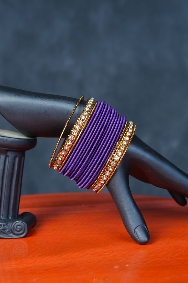 Vivid Violet Silk Thread Bangles: Elegance in Every Twist at JCSFashions
