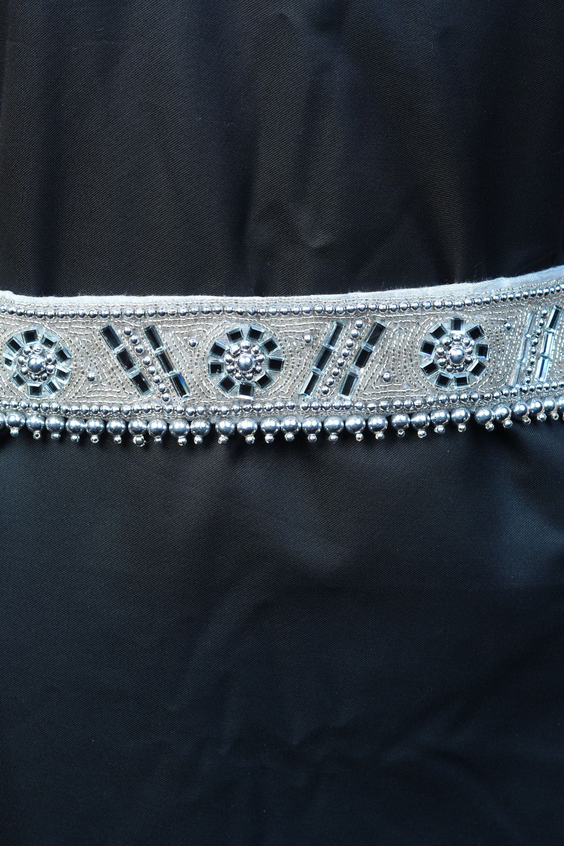 Chic Elegance: Aari Work Hip Belt with White Stones at JCSFashions Hip Belt JCS Fashions