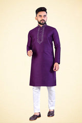 Ethnic And Traditional Cotton And Chanderi Silk Kurta Set For Men