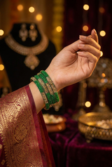 Rani Pink Multicolour Crystal Bangles Set with Gold-Tone Sparkle for Festive, Wedding & Ethnic Styling