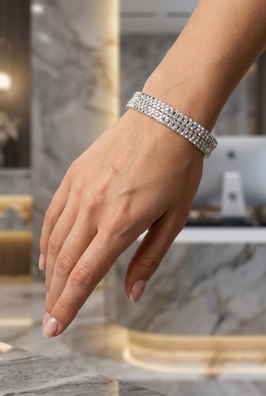 Silver-tone Crystal Bangles for Kids