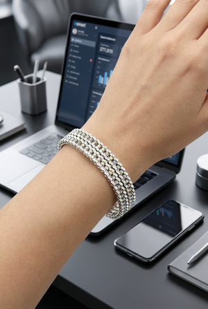 Silver-tone crystal bangles with sleek sparkle, perfect for festive wear, parties, and elegant ethnic styling.