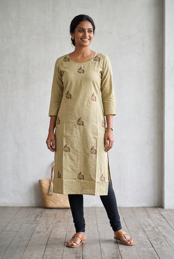 Pure Cotton Kurti – Beads & Embroidery for Daily Wear