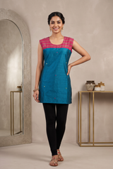 Silk Kurti – Short 30in Silk Cotton with Mirror Work