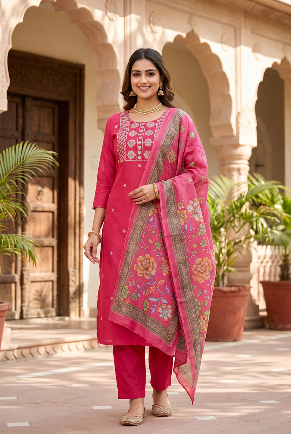 Pink Salwar Kameez – Roman Silk Bead Embroidered 3-Piece
