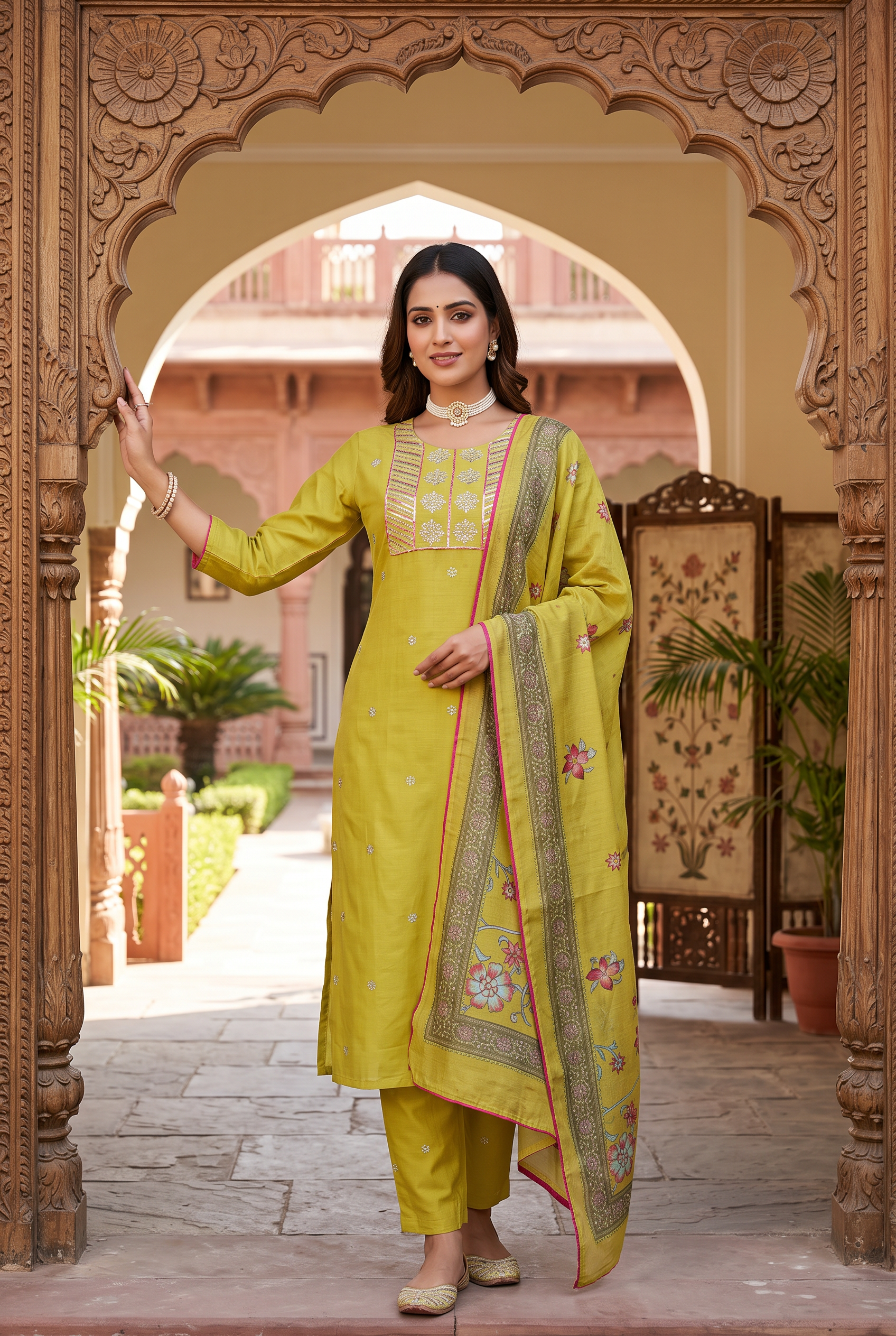 Olive Salwar Kameez – Roman Silk Embroidered 3-Piece