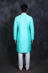 Green Men's Patterned Kurta & Pyjama - AI Model Photo 2