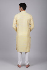 Men's White Jacquard Kurta for Weddings and Parties from JCSFashions - AI Model Photo 1