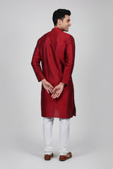 Maroon Men's Diamond Pattern Kurta: Ethnic Meets Modern - AI Model Photo 1
