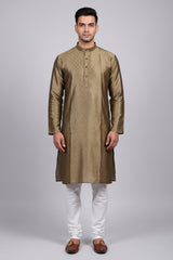 Green Modern Men's Diamond Pattern Kurta - Tradition - AI Model Photo 1