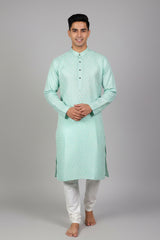 Men's Classic Jacquard Kurta: Luxurious, Intricate Weaving for Weddings - AI Model Photo 1