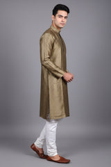 Green Modern Men's Diamond Pattern Kurta - Tradition - AI Model Photo 2