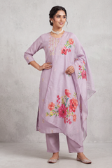 Lavender Salwar Kameez – Roman Silk 3-Piece with Dupatta