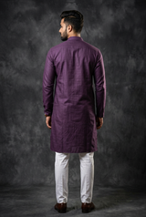 Purple Men's Cotton Kurta: & Sophisticated Wear - AI Model Photo 3