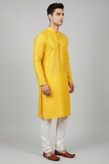 Yellow Men's Kurta - Traditional Design Meets Modern - AI Model Photo 2