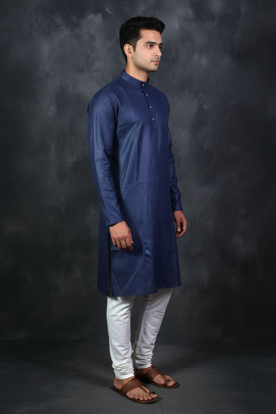 Navy Men's Cotton Kurta: in Traditional - AI Model Photo 3