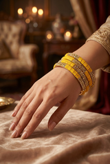Multicolour Crystal Beaded Bangles Set with Gold-Tone Sparkle for Festive Wear, Weddings & Ethnic Styling