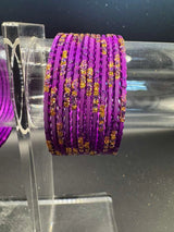 Purple and Gold Glitter Kids Metal Bangles Set (24 Pieces)