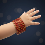 Kids Maroon Metal Bangles with Gold Glitter Studs (24 Pcs) for Daily Wear and Festive Outfits