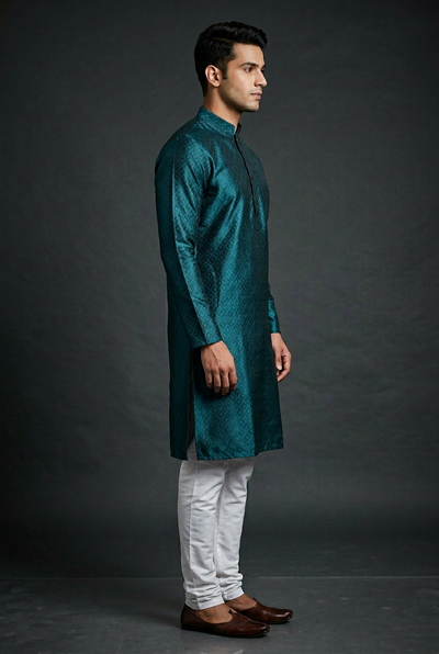 Elegant Men's Diamond Pattern Kurta for Timeless Style - JCSFashions — front pose