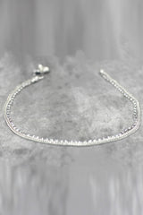 Silver-Plated Traditional South Indian Anklets with White Stone, Delicate Stone-Studded Design