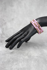 Multicolour crystal bangles set with vibrant bead detailing and gold-tone sparkle, perfect for festive wear, weddings, and mix-and-match eth - Baby Pink