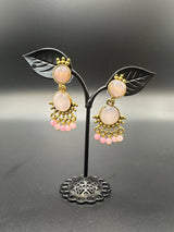 Gold-Tone Multicolor Beaded Ethnic Jhumka Dangler Earrings Jewelry JCS Fashions Baby Pink 1.75 inch