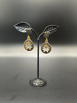Antique Gold-Tone Circular Drop Earrings with Crystal & Beads Jewelry JCS Fashions Black 1.50 inch