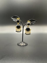 Gold-Tone Multicolor Beaded Ethnic Jhumka Dangler Earrings Jewelry JCS Fashions Black 1.75 inch
