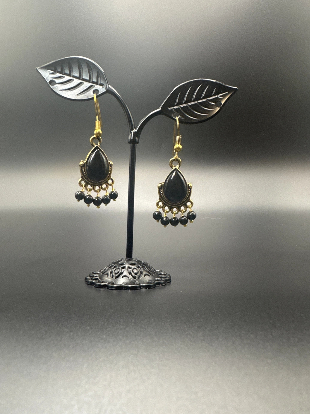 Traditional Teardrop Gold-Plated Beaded Dangle Earrings
