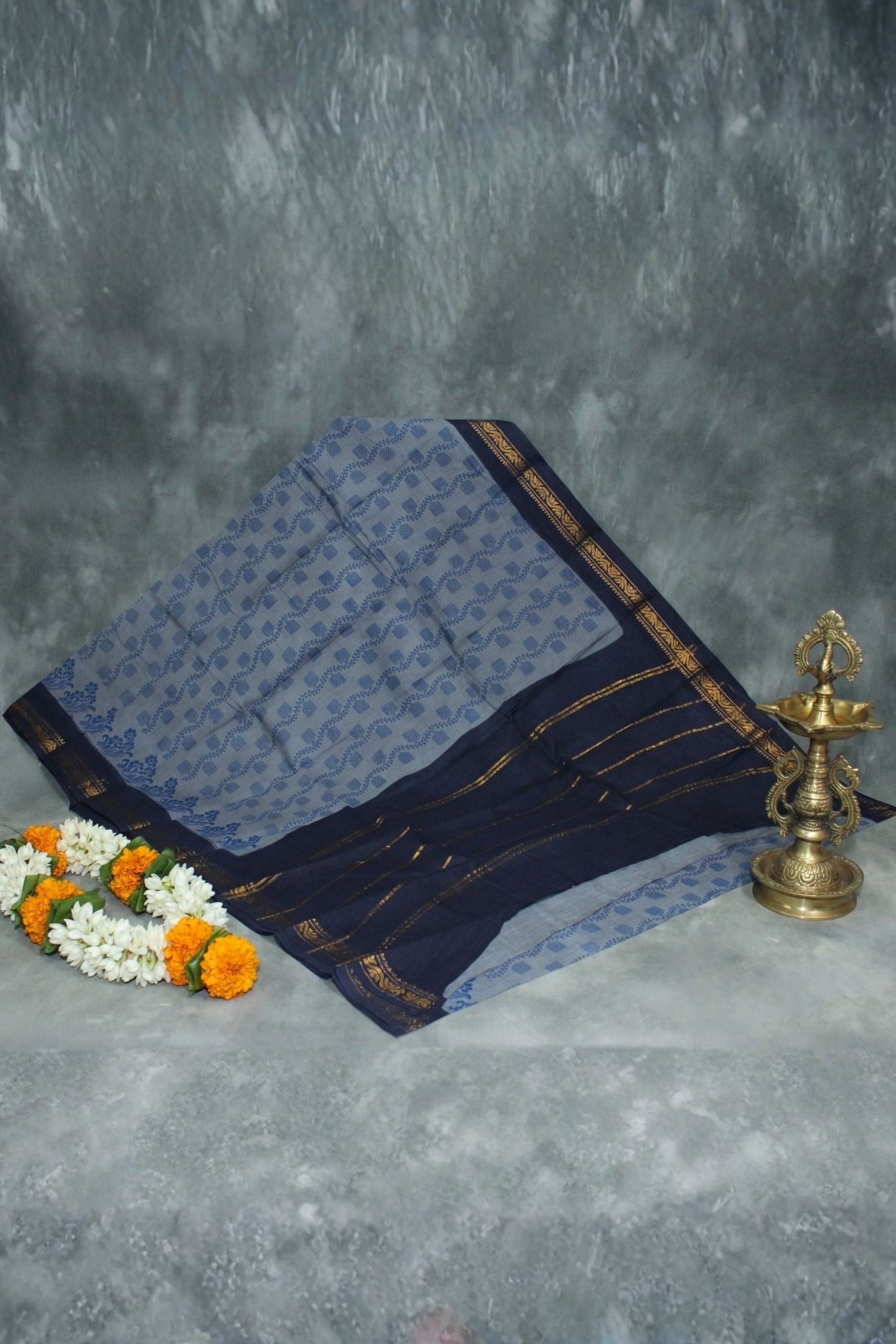 Elegant Grey Poly Cotton Floral Print Saree for Daily and Festive Wear Saree JCS Fashions