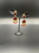 Gold-Tone Multicolor Beaded Ethnic Jhumka Dangler Earrings Jewelry JCS Fashions Brown 1.75 inch