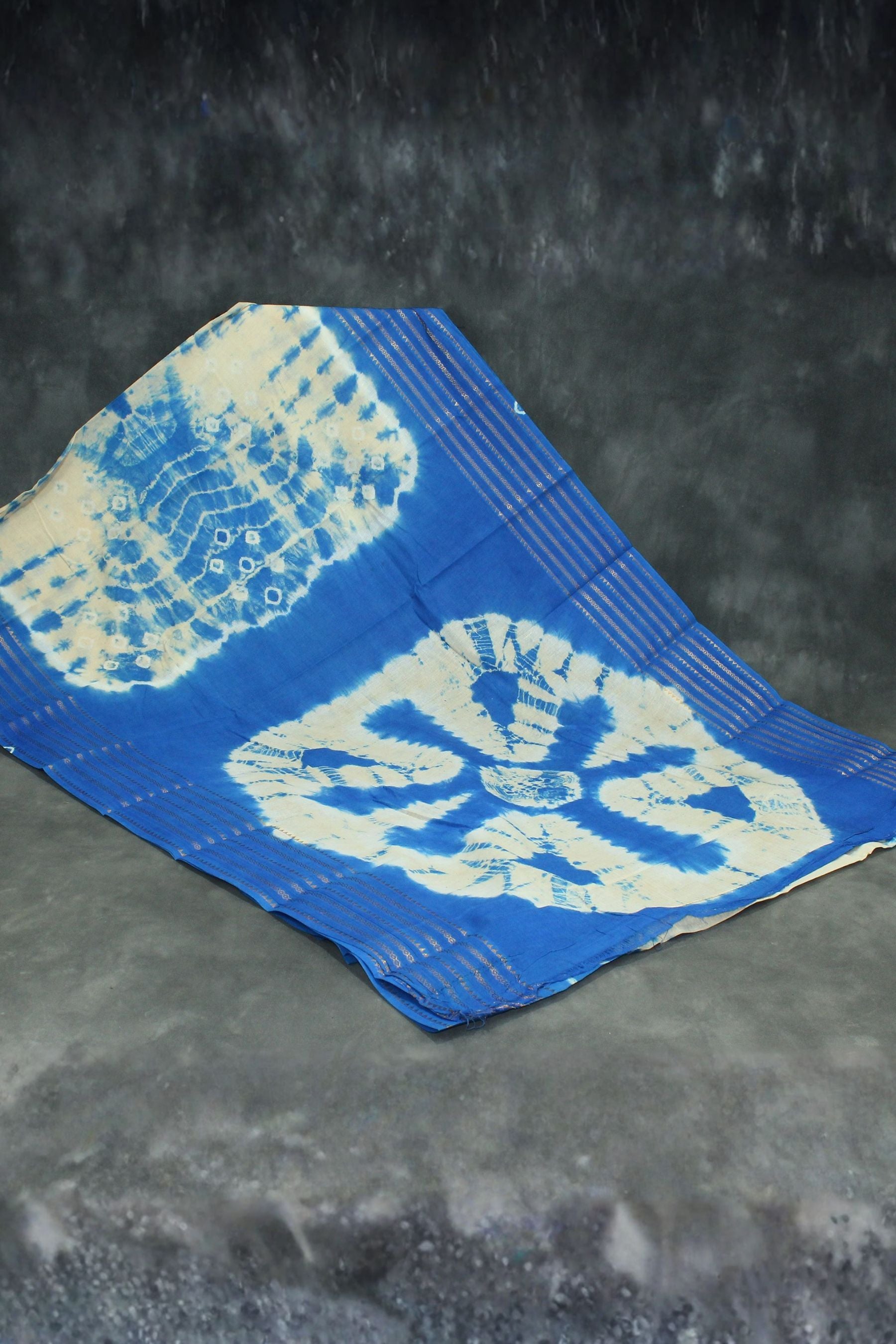 Pure Sungudi Cotton Bandhani Saree with Golden Zari Border - 5.5m Saree JCS Fashions