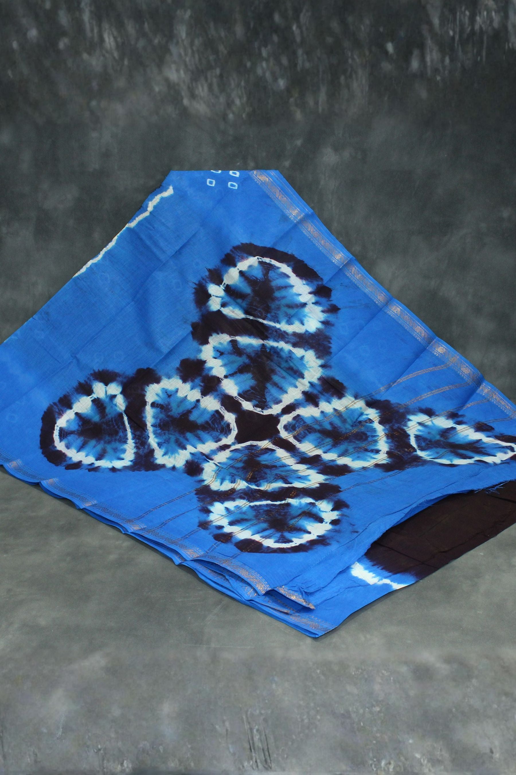 Sungudi Cotton Bandhani Saree with Golden Zari Border - Dark Purple Saree JCS Fashions